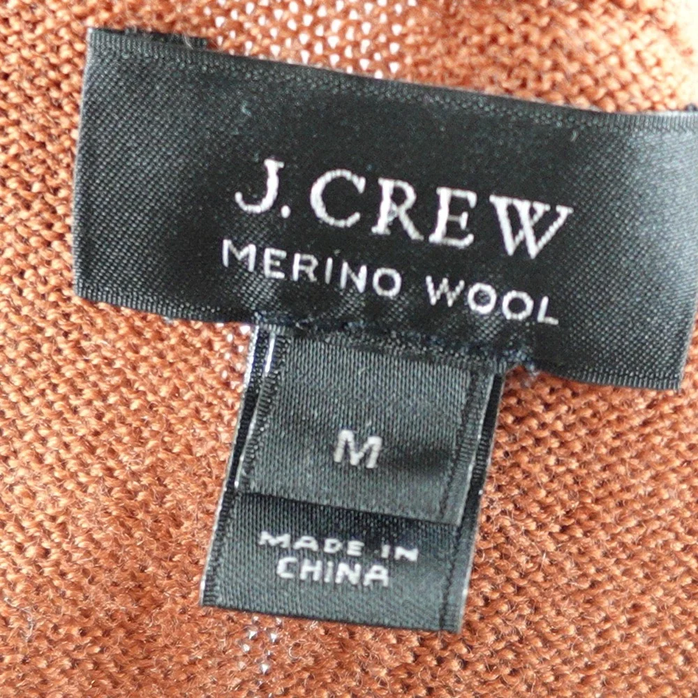 J.Crew Sweater Mens Medium Orange Merino Wool V-Neck Long Sleeve Fine Knit